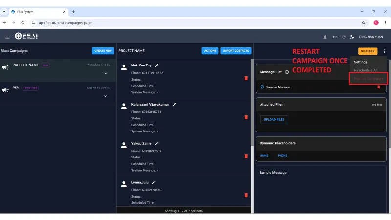 Step 3.6 โ Restart campaign menu