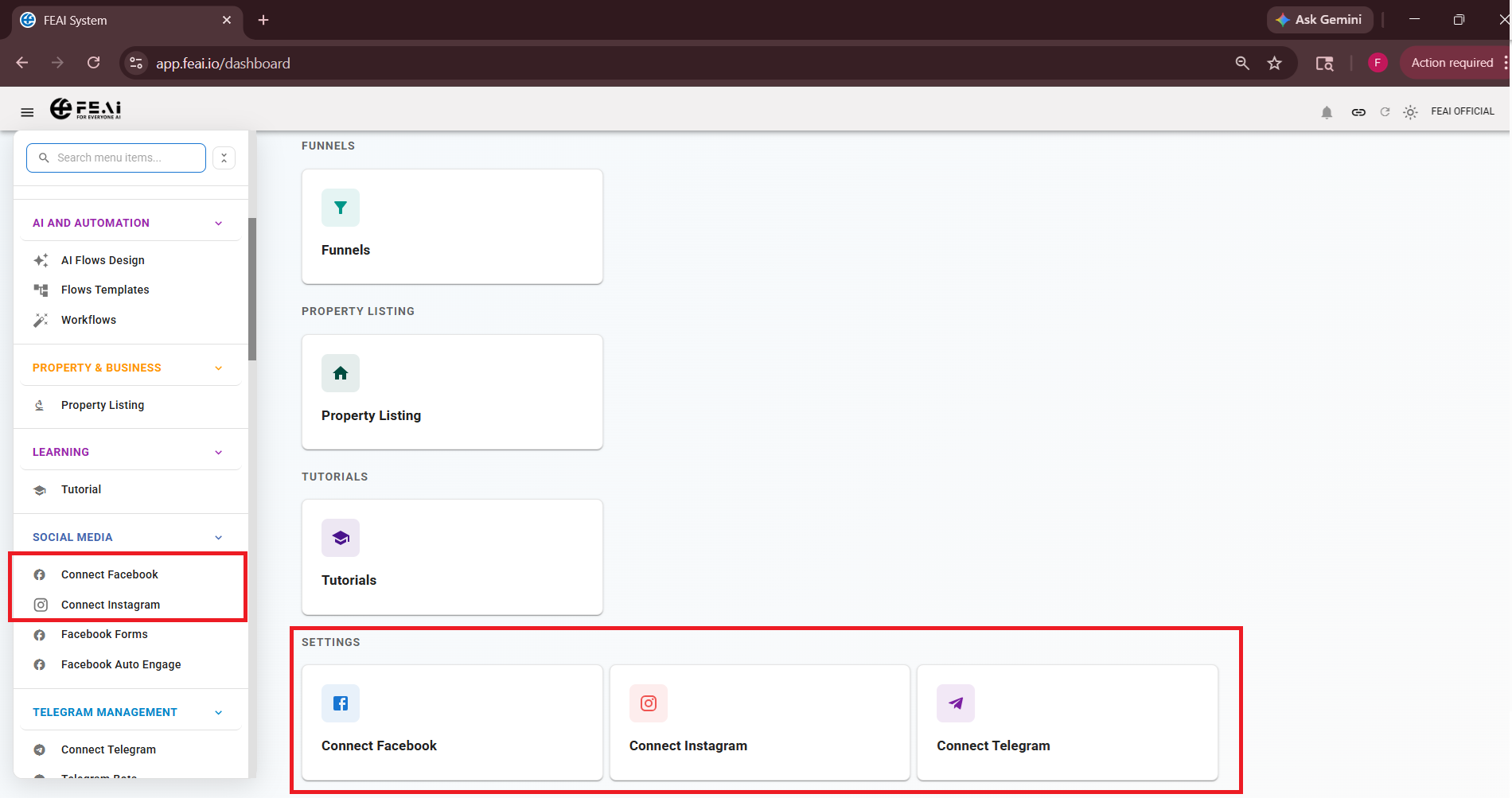 Channel icons in AI Flow settings panel